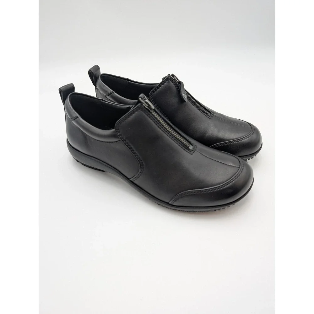 Romika Loire 10 Slip-On Shoes Womens Size 6.5 Black Leather Zip‎ Comfort New